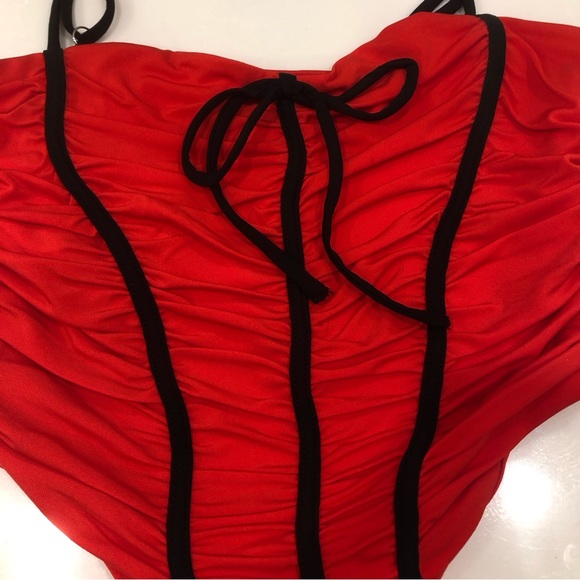 Red stretch corset top runched - Picture 3 of 5